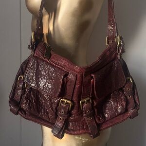 Kooba Burgundy Leather Shoulder Bag